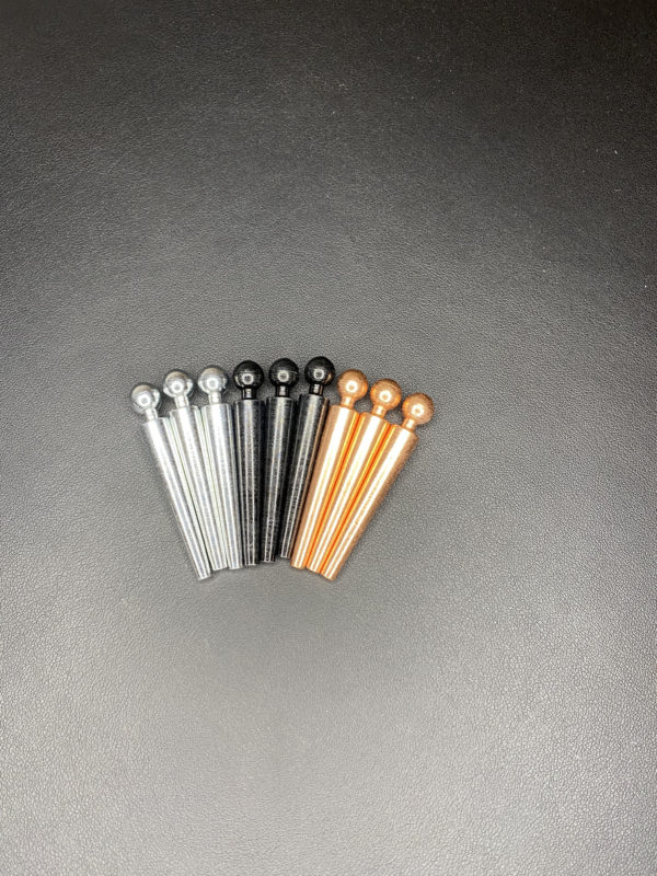 Metal Cribbage Pegs in black, silver, and copper