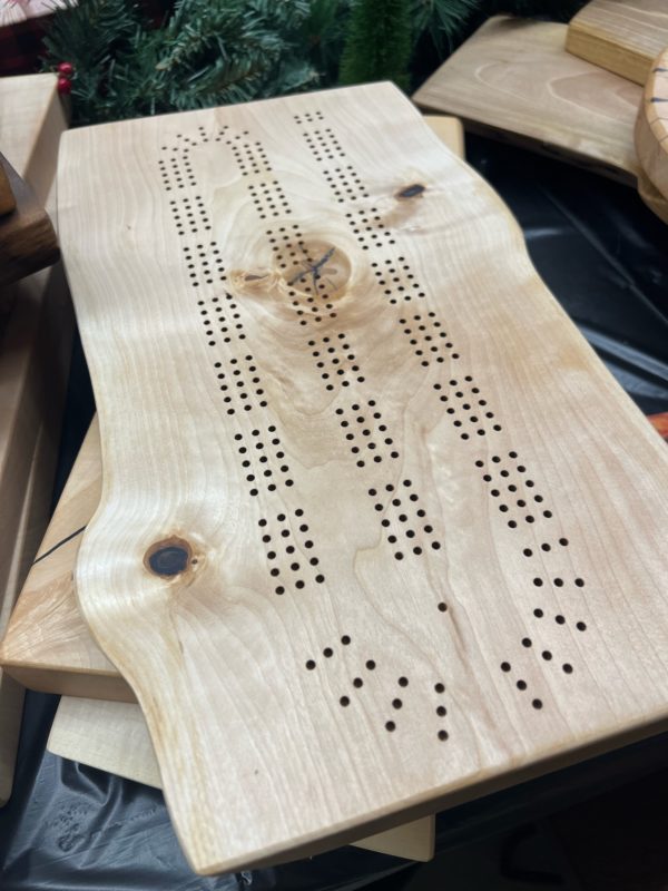 Cribbage Board on Live Edge Maple